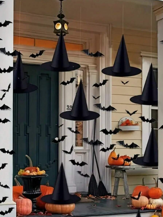 5pcs Large Magic World - Floating Wizard Hat! Stunning Halloween All Saints' Day Party Decor, Witch Hat, Minimalist Decoration, Creative Home Atmosphere Setting