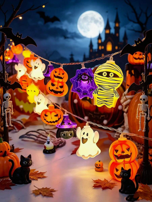 1pc Halloween Decorative String Lights, Halloween Window Decoration, Battery Operated (Batteries Not Included), LED Halloween String Lights, Halloween Ghost Lights, Halloween Outdoor Decoration, Halloween Decoration