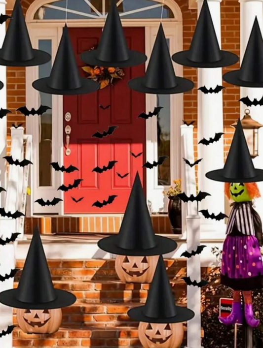 5pcs Large Magic World - Floating Wizard Hat! Stunning Halloween All Saints' Day Party Decor, Witch Hat, Minimalist Decoration, Creative Home Atmosphere Setting