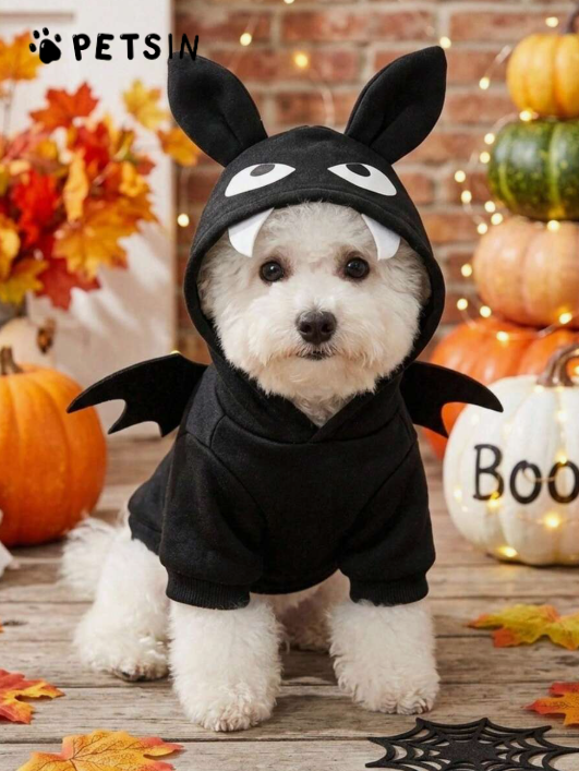 1pc Pet Cat Dog Universal Halloween Bat Cosplay Cute Cartoon Wings Decoration Dog Hooded Sweatshirt