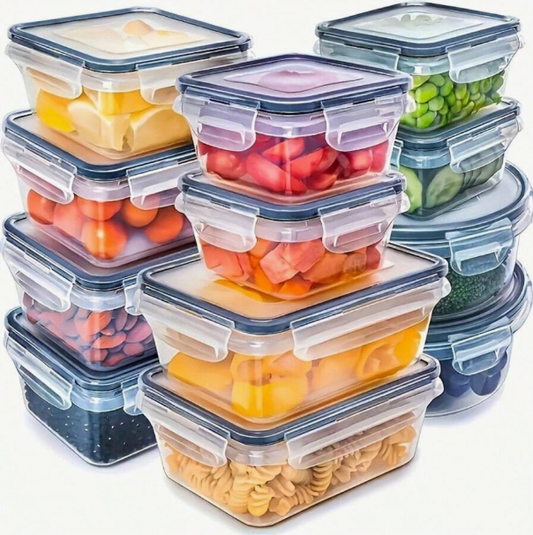 12 Set Food Storage Containers With Airtight Lids, Meal Prep Containers, Lunch Office Meal For Freezer And Dishwasher.（food-grade PP）